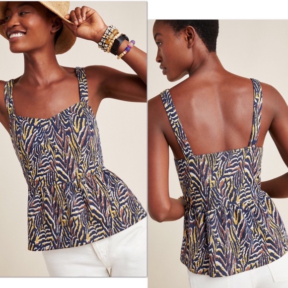 ANTHROPOLOGIE Brown Jamie Zebra Peplum Tank Top - Picture 10 of 10